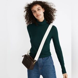 Madewell Ribbed Turtleneck Top in Smoky Spruce